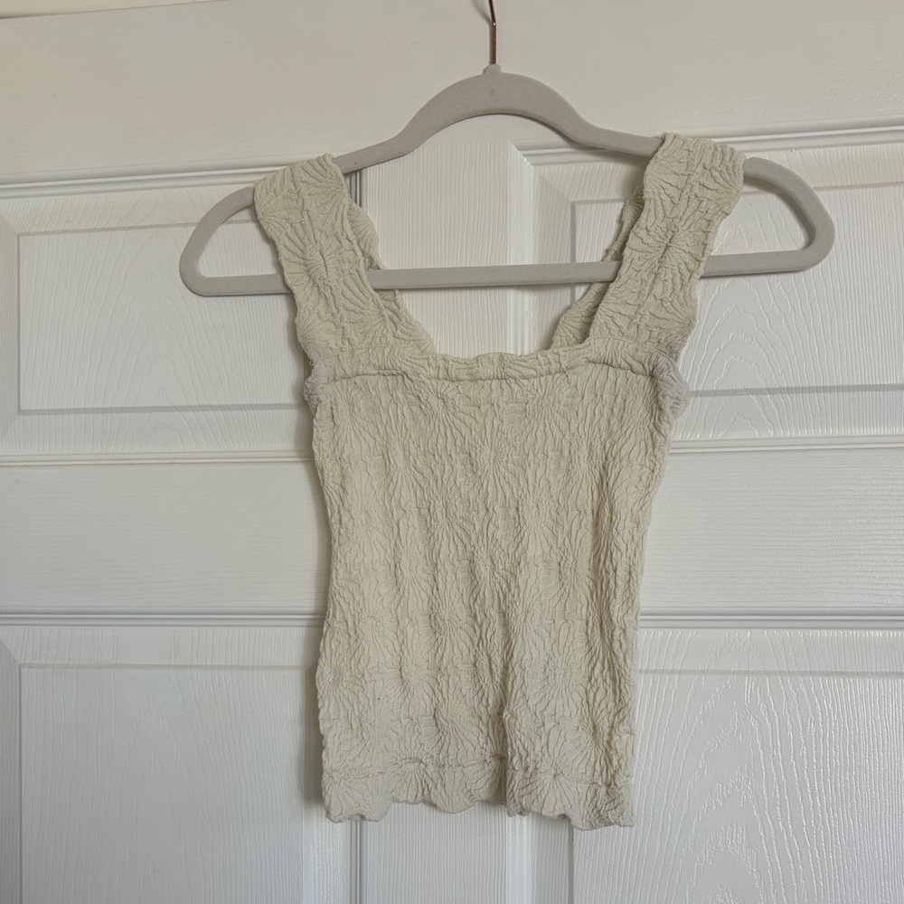 Cream Textured Tank Top